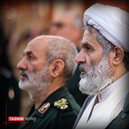 L to R: Mohammad Kazemi, the new head of the IRGC-IO and Hossein Taeb, his predecessor