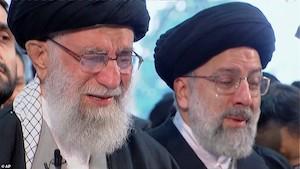 Left to Right: Supreme Leader Ayatollah Ali Khamenei and Chief Justice Ayatollah Ebrahim Raisi at the funeral of former IRGC-Quds Force Commander Qassem Soleimani