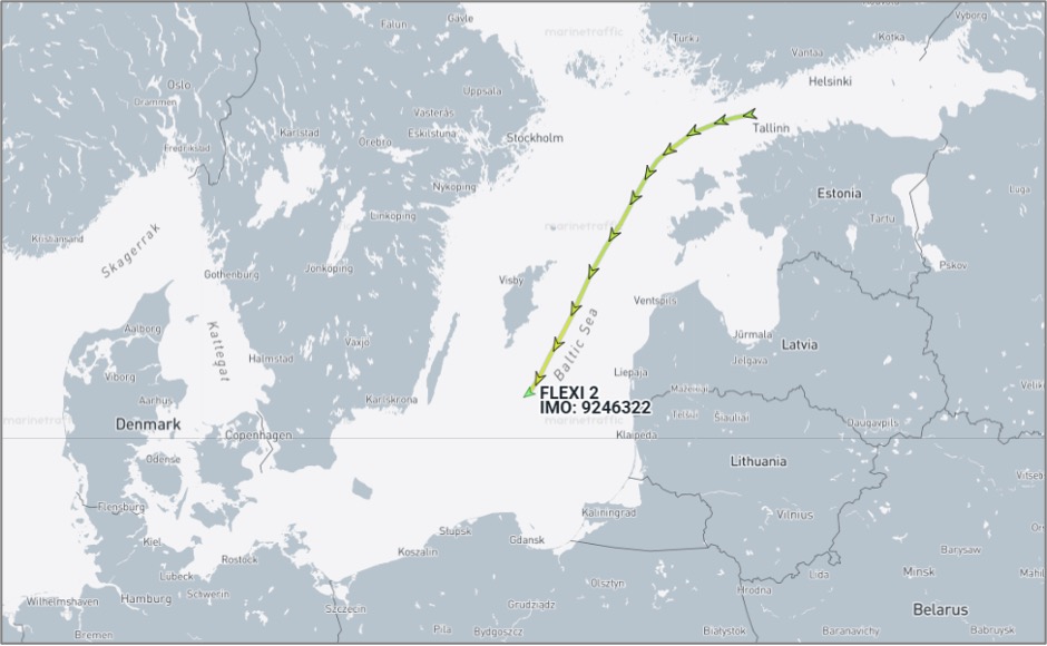 Iran-flagged cargo ship in the Baltic Sea on October 1 (Credit: Marine Traffic)