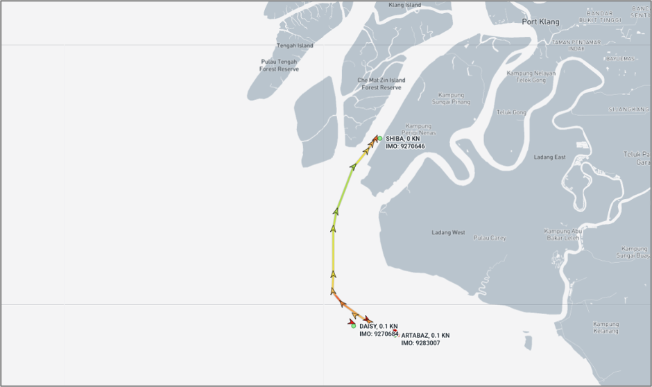 Iran-flagged vessels at Port Klang on July 29 (Credit: Marine Traffic)