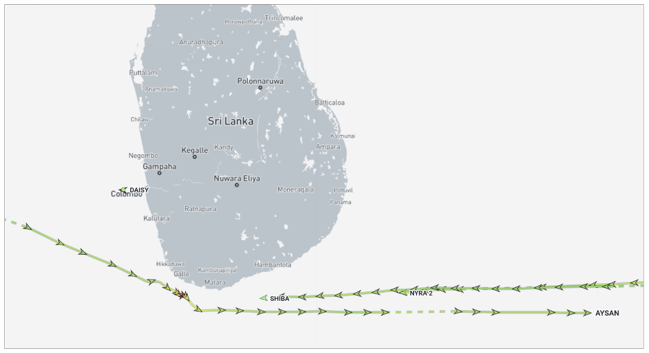 Iranian cargo ships near Sri Lanka on September 3 (Credit: Marine Traffic)