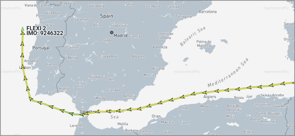 Iran-flagged cargo ships in the Mediterranean on September 15 (Credit: Marine Traffic)
