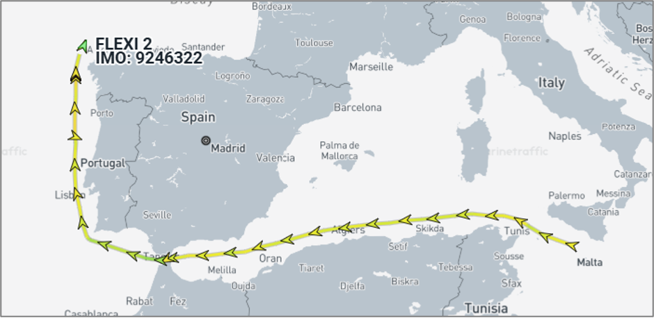 Iran-flagged cargo ship in the Atlantic Ocean on September 16 (Credit: Marine Traffic)