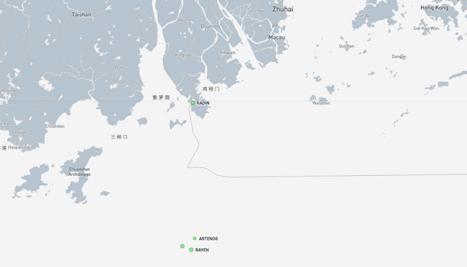 Iran-flagged cargo ships near Zhuhai on September 23 (Credit: Marine Traffic)