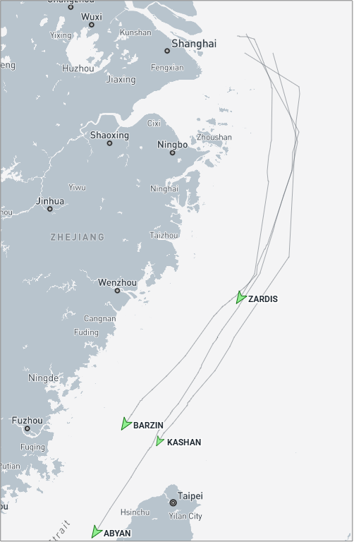 Iran-flagged cargo vessels departing Shanghai, China on August 5 (Credit: Marine Traffic)