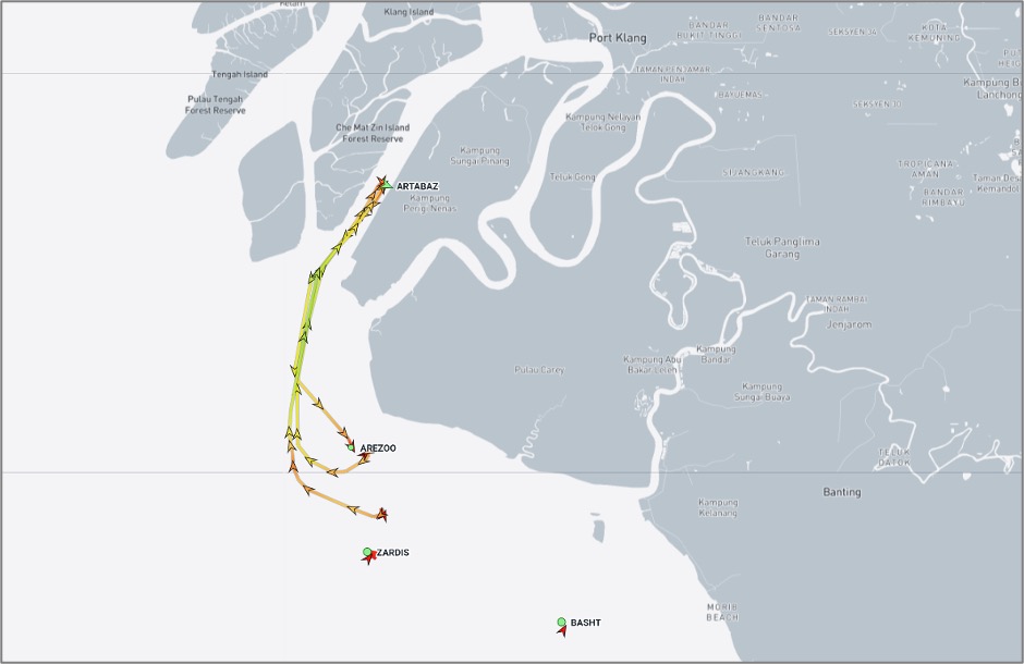 Iran-flagged cargo ships at Port Klang anchorage on October 5 (Credit: Marine Traffic)