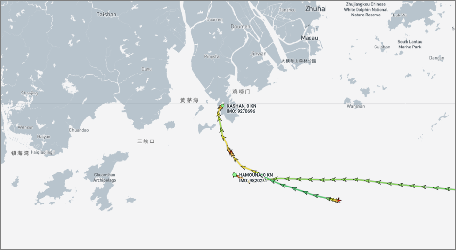 Iran-flagged vessels at Zhuhai on July 23 (Credit: Marine Traffic)