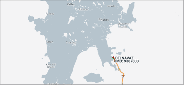 Iran-flagged cargo ship near Phuket on August 13 (Credit: Marine Traffic)