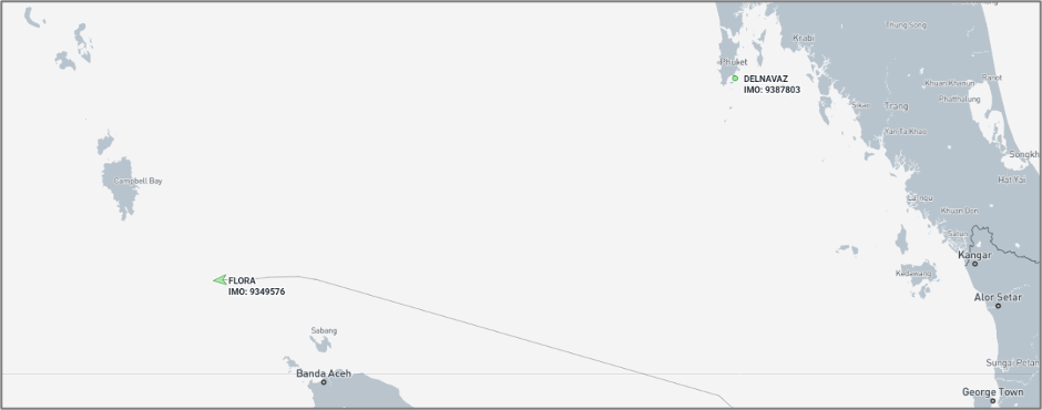 Iran-flagged cargo ships in the Andaman Sea on August 14 (Credit: Marine Traffic)