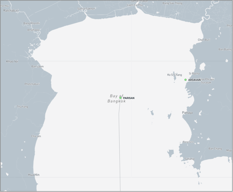 Iran-flagged cargo ships in Thai ports and Thai waters on August 25 (Credit: Marine Traffic)