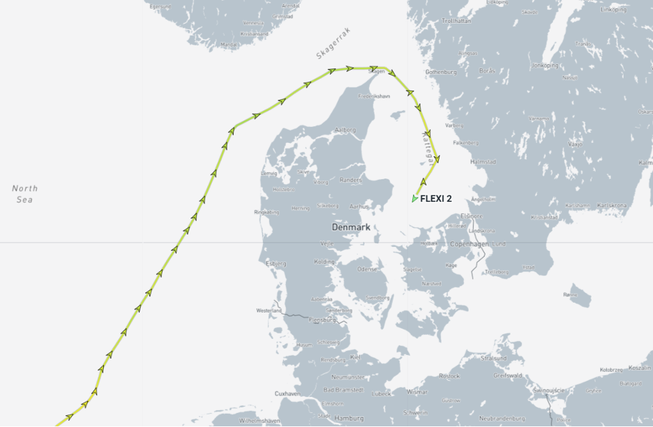 Iran-flagged cargo ship in the Danish Strait on September 23 (Credit: Marine Traffic)