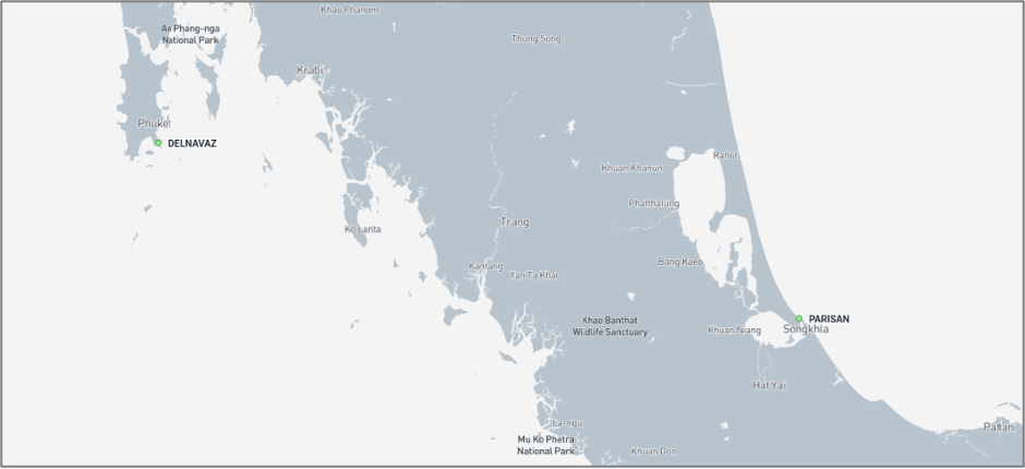 Iran-flagged cargo ships in Thai port on August 19 (Credit: Marine Traffic)