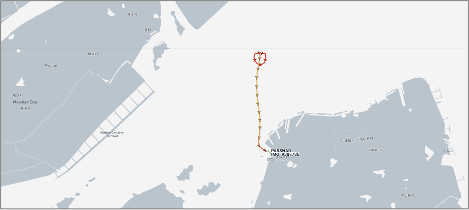 Iran-flagged cargo ship at Liuheng on August 20 (Credit: Marine Traffic and ESA Copernicus)