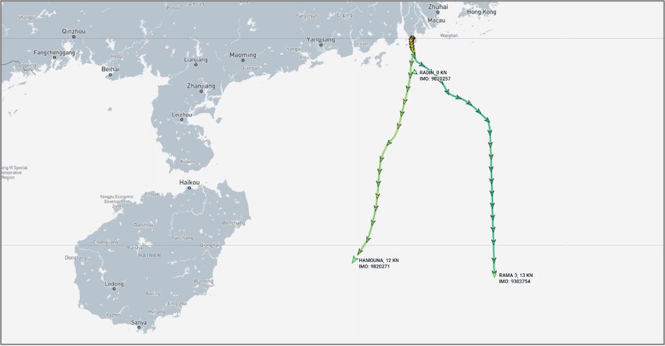 Iran-flagged vessel leaving Zhuhai on July 29 (Credit: Marine Traffic)