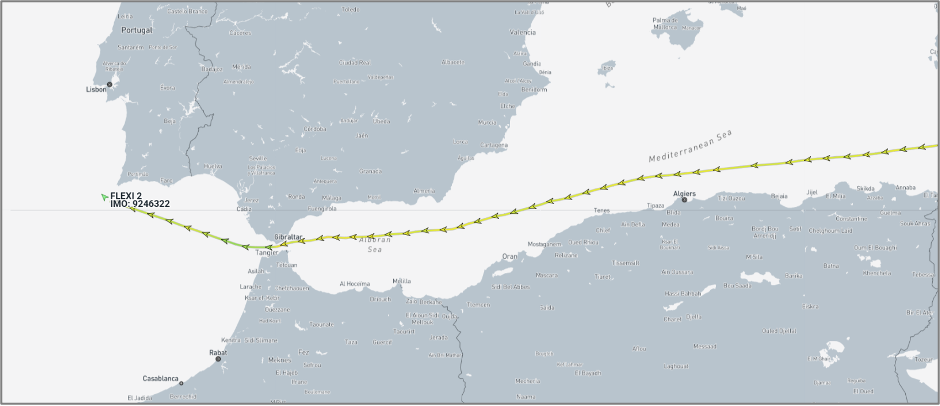 flagged cargo ships in the Mediterranean on September 14 (Credit: Marine Traffic)