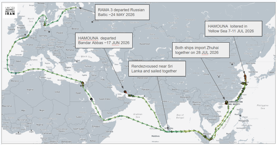 Iran-flagged vessels form late May to July 28 (Credit: Marine Traffic)