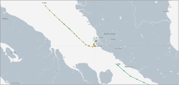 Iran-flagged cargo ships in the Malacca Strait and Port Klang on August 24 (Credit: Marine Traffic)