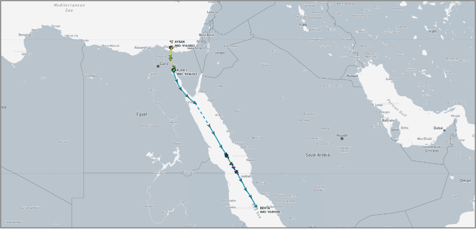 Iran-flagged cargo ship in the Red Sea on August 11 (Credit: Marine Traffic)