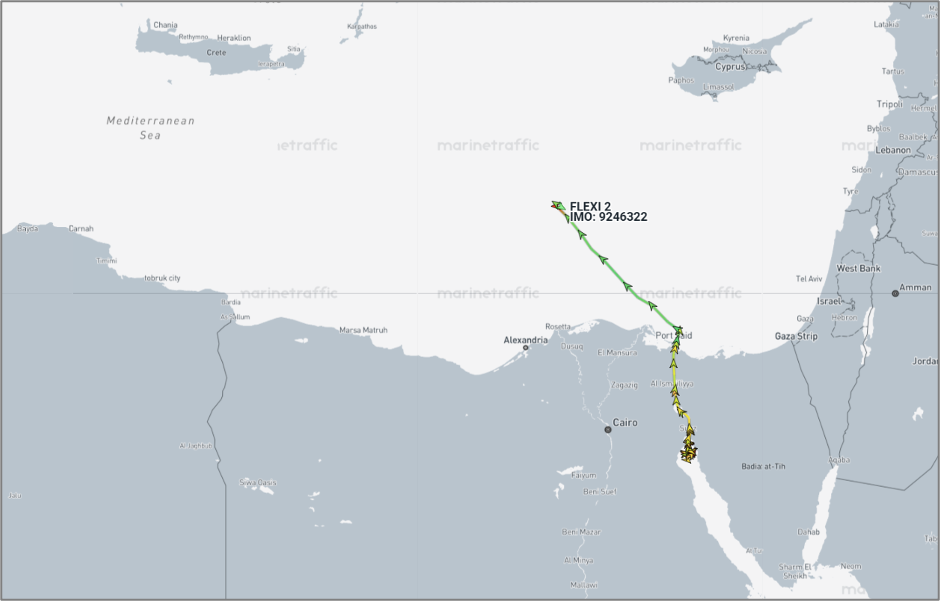 ran-flagged cargo ship in the Mediterranean on August 17 (Credit: Marine Traffic)