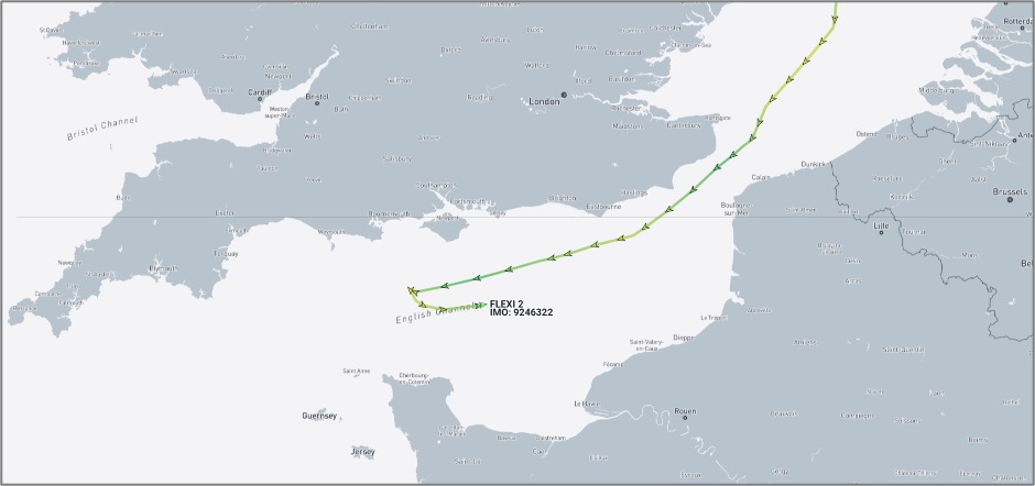 Iran-flagged cargo ship in the Dover Strait on October 6 (Credit: Marine Traffic)