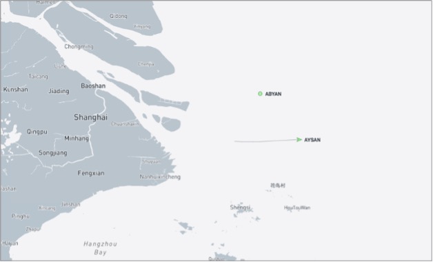 Iran-flagged cargo ships near Shanghai on October 29 (Credit: Marine Traffic)