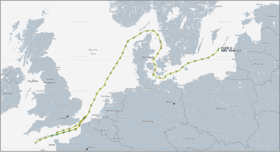 Iran-flagged cargo ship in the Danish Strait on September 25 (Credit: Marine Traffic)