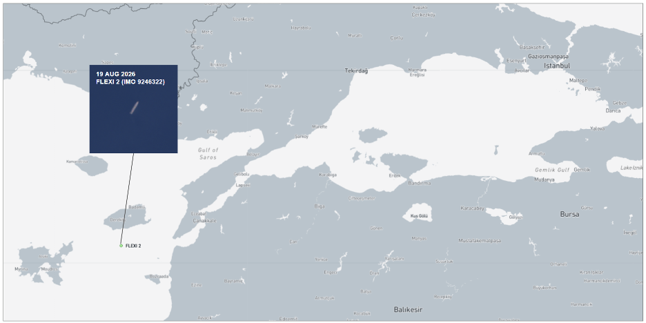 Iran-flagged cargo ship near the Turkish Straits on August 19 (Credit: Marine Traffic)