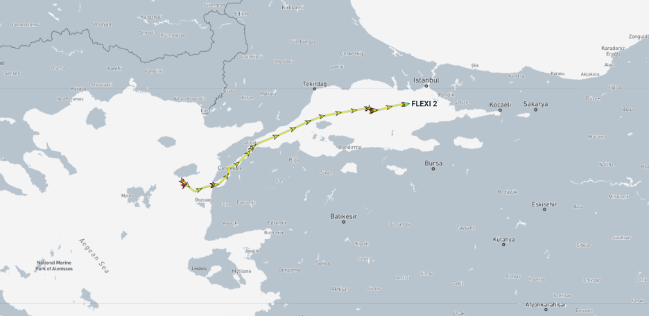 Iran-flagged cargo ship in the Turkish Straits on August 21 (Credit: Marine Traffic)