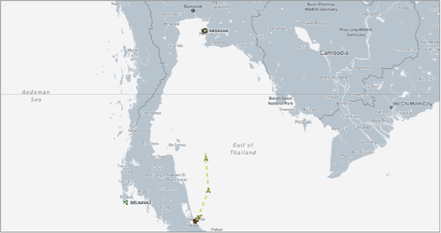 Iran-flagged cargo ships in Thai ports and Thai waters on August 24 (Credit: Marine Traffic)