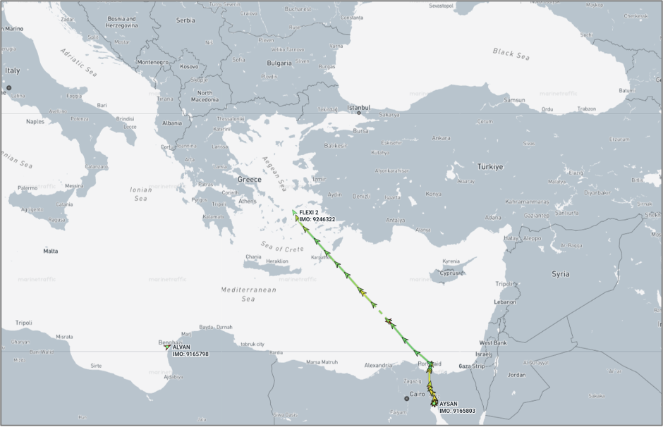 Iran-flagged cargo ship in the Mediterranean on August 18 (Credit: Marine Traffic)