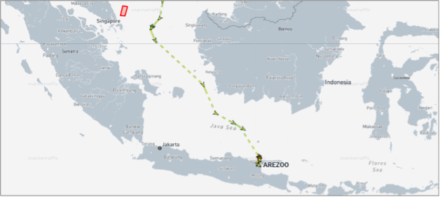 Iran-flagged cargo ship in Surabaya, Indonesia on August 24 (Credit: Marine Traffic)