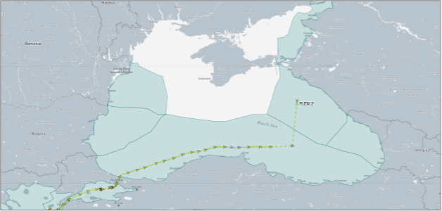 Iran-flagged cargo ship in the Black Sea on August 24 (Credit: Marine Traffic)