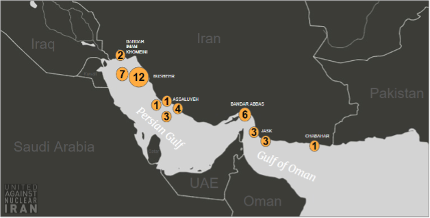Positions of tankers laden with Iranian oil on July 22 (Credit: UANI)