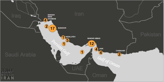 Positions of tankers laden with Iranian oil on September 30 (Credit: UANI)