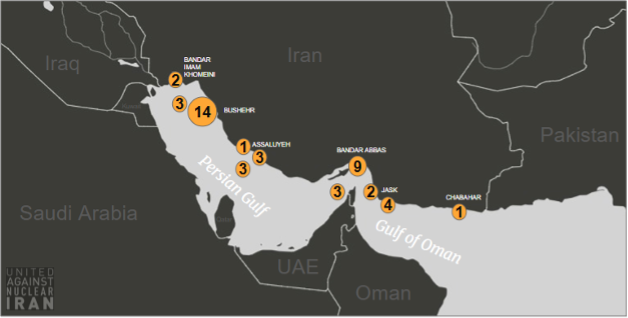 Positions of tankers laden with Iranian oil on July 28 (Credit: UANI)