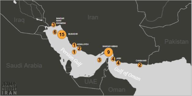 Positions of tankers laden with Iranian oil on August 10 (Credit: UANI)