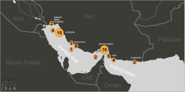 Positions of tankers laden with Iranian oil on August 19 (Credit: UANI)