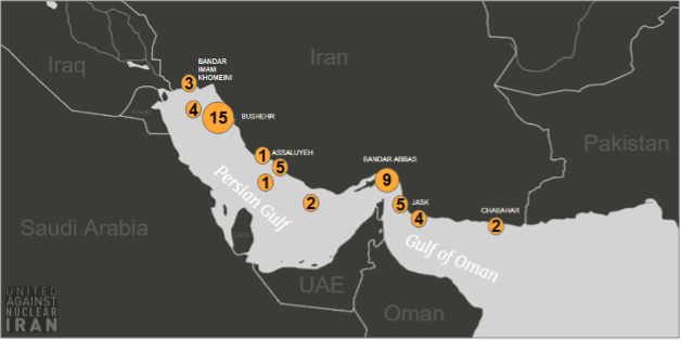 Positions of tankers laden with Iranian oil on August 24 (Credit: UANI)