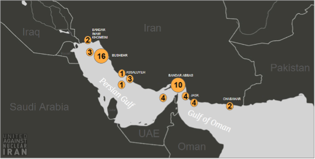 Positions of tankers laden with Iranian oil on August 4 (Credit: UANI)