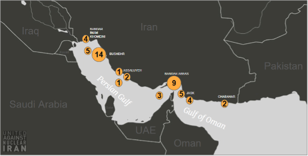 Positions of tankers laden with Iranian oil on August 7 (Credit: UANI)
