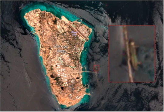 Tanker loading Iranian crude at Kharg Island on July 30 (Credit: ESA Copernicus)