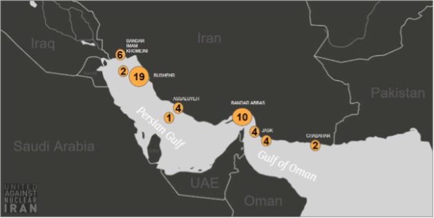 Positions of tankers laden with Iranian oil on October 21 (Credit: UANI)