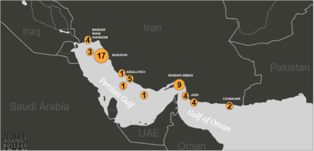 Positions of tankers laden with Iranian oil on September 8 (Credit: UANI)