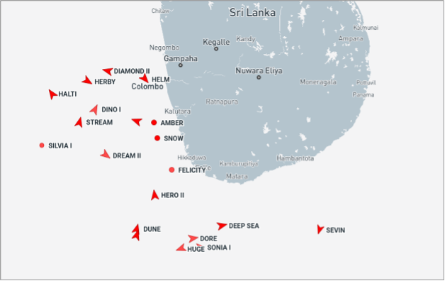 Iran-flagged tankers near Sri Lanka on September 15 (Credit: Marine Traffic)