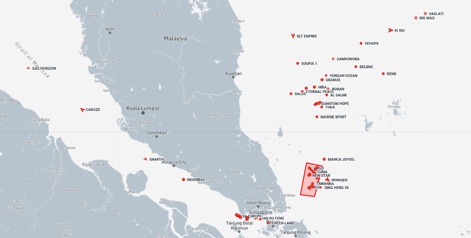 Ghost Armada tankers near the EOPL on September 22 (Credit: Marine Traffic)