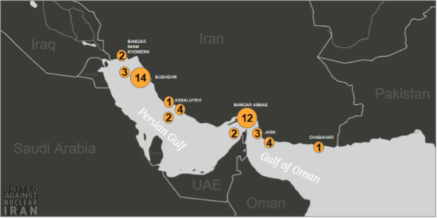 Positions of tankers laden with Iranian oil on July 31 (Credit: UANI)