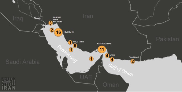 Positions of tankers laden with Iranian oil on October 6 (Credit: UANI)