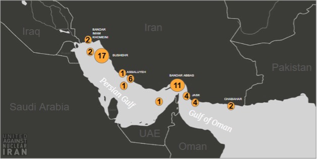 Positions of tankers laden with Iranian oil on October 8 (Credit: UANI)