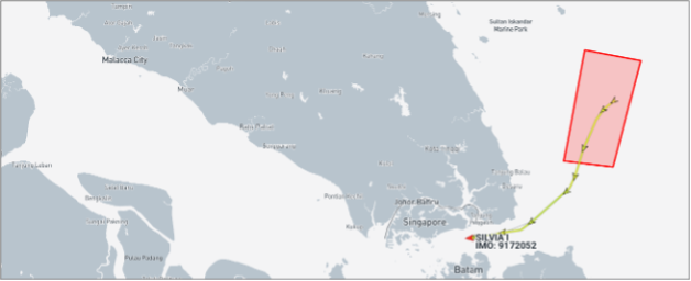 Iran-flagged tanker transiting the Singapore Strait on August 7 (Credit: Marine Traffic)
