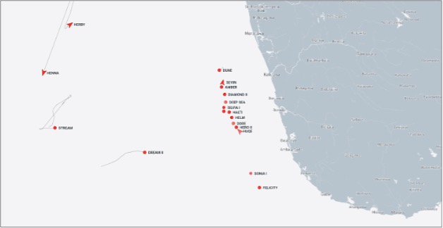 Iran-flagged tankers near Sri Lanka on September 30 (Credit: Marine Traffic)